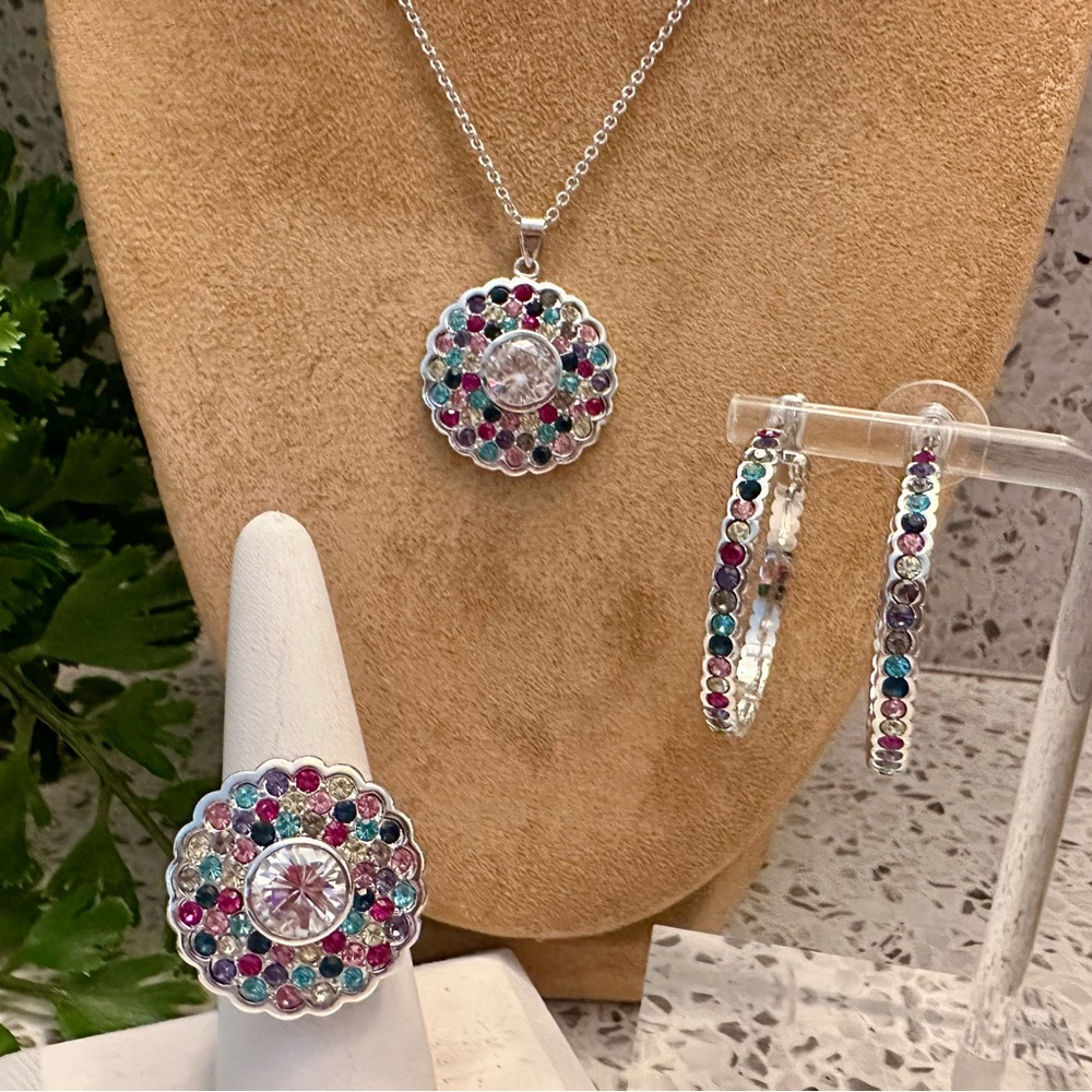 Multi color gem jewelry set